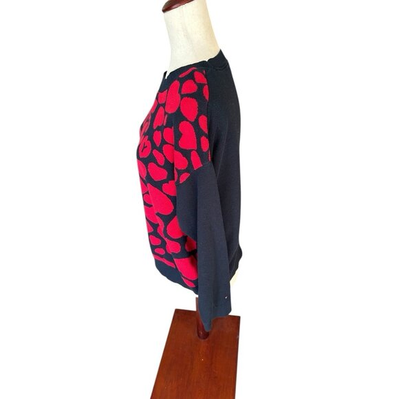 Vintage Tommy Hilfiger Sweater Navy w Red Hearts Cotton Logo Y2K Crew Neck XL - Picture 3 of 8